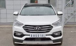 17 849 р. Защита переднего бампера (2 трубыØ42 мм, нержавейка) SLITKOFF Hyundai Santa Fe DM рестайлинг (2015-2019)  с доставкой в г. Таганрог. Увеличить фотографию 1