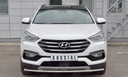 Защита переднего бампера (Ø42 мм, нержавейка, Premium) SLITKOFF Hyundai (Хюндаи) Santa Fe (Санта)  DM (2015-2019) DM рестайлинг