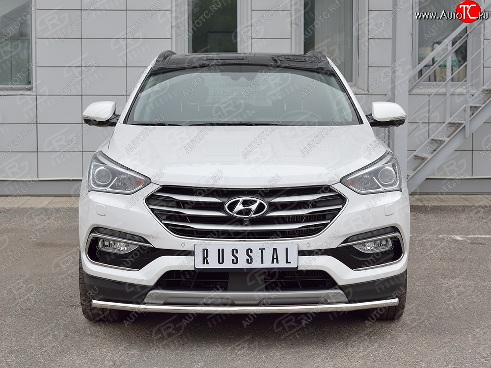 15 499 р. Защита переднего бампера (Ø42 мм, нержавейка, Premium) SLITKOFF  Hyundai Santa Fe  DM (2015-2019) рестайлинг  с доставкой в г. Таганрог