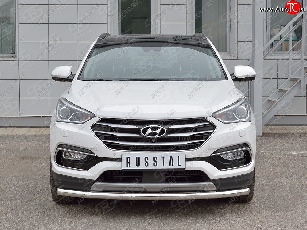 15 999 р. Защита переднего бампера (Ø63 мм, нержавейка, Premium) SLITKOFF Hyundai Santa Fe DM рестайлинг (2015-2019)  с доставкой в г. Таганрог