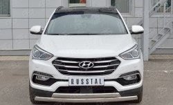 27 999 р. Защита переднего бампера (2 трубыØ75х42 мм, нержавейка, Premium) Russtal Hyundai Santa Fe DM рестайлинг (2015-2019)  с доставкой в г. Таганрог. Увеличить фотографию 1