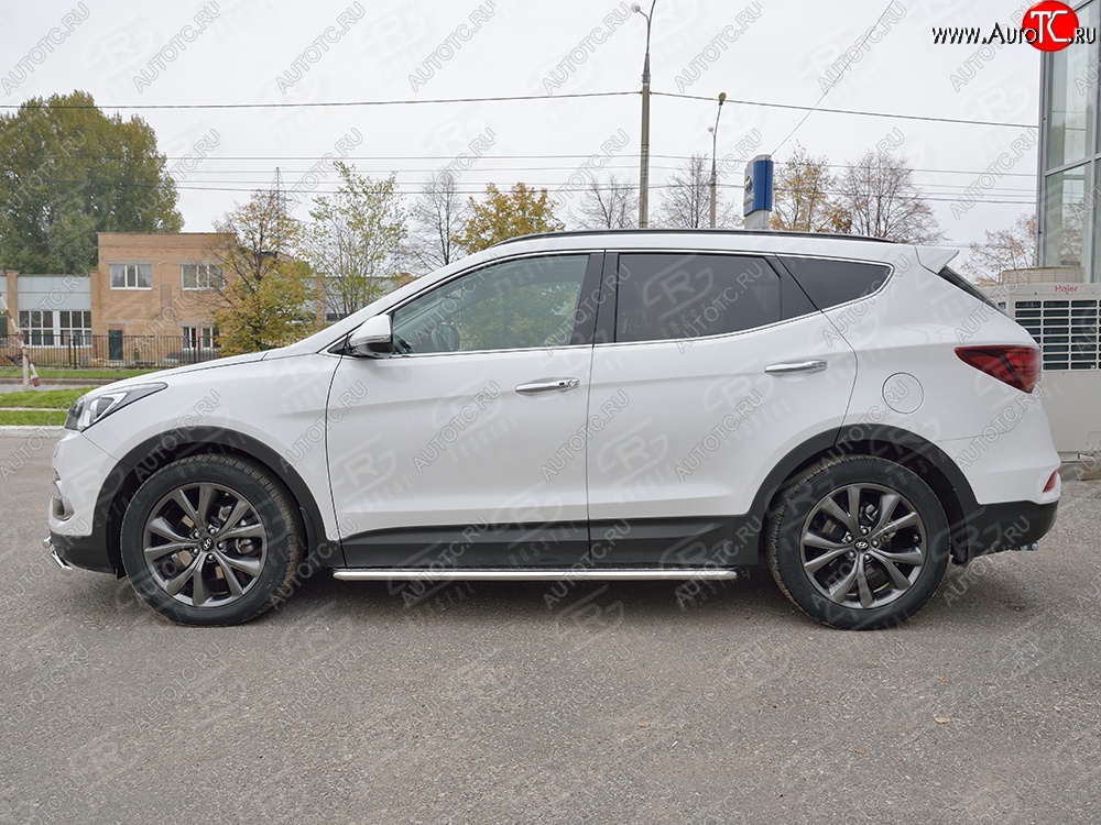 26 999 р. Широкая защита порогов с трубой диаметром 42 мм Premium SLITKOFF Hyundai Santa Fe DM рестайлинг (2015-2019)  с доставкой в г. Таганрог