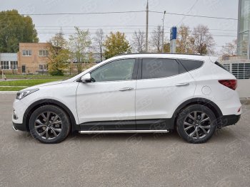 25 999 р. Защита порогов из круглой трубы диаметром 63 мм PREMIUM SLITKOFF v2  Hyundai Santa Fe  DM (2015-2019) рестайлинг  с доставкой в г. Таганрог. Увеличить фотографию 2