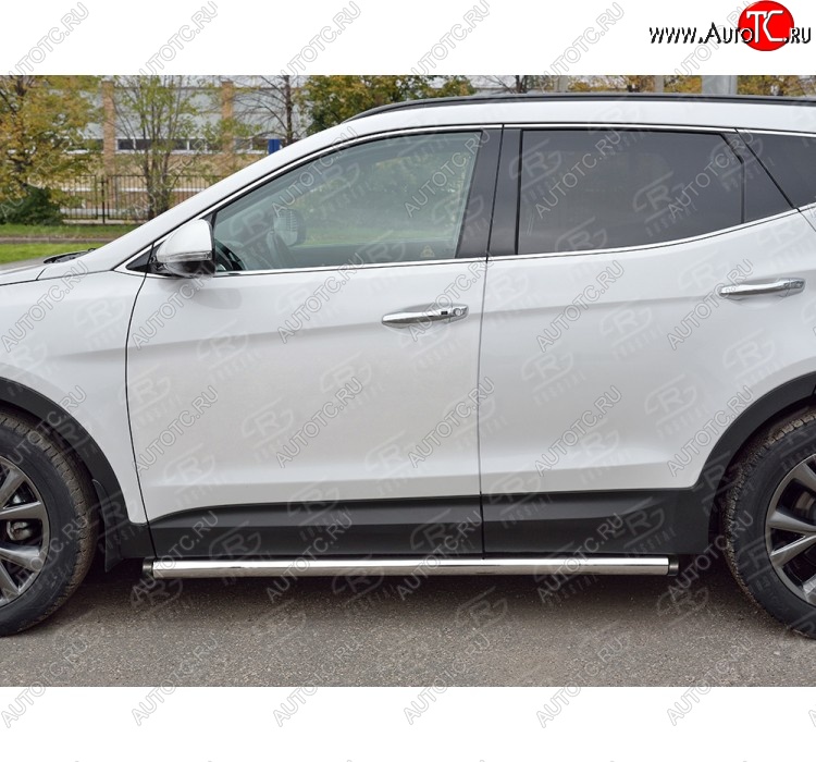 25 999 р. Защита порогов из круглой трубы диаметром 63 мм PREMIUM SLITKOFF v2  Hyundai Santa Fe  DM (2015-2019) рестайлинг  с доставкой в г. Таганрог