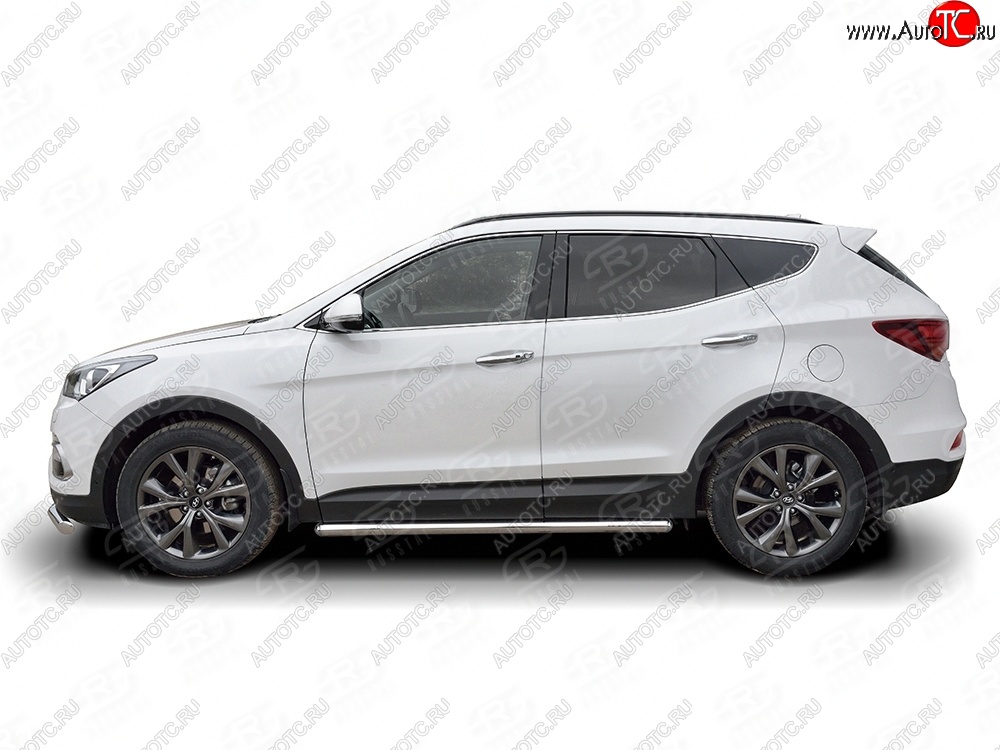 27 999 р. Защита порогов из круглой трубы диаметром 63 мм PREMIUM SLITKOFF v3 Hyundai Santa Fe DM рестайлинг (2015-2019)  с доставкой в г. Таганрог