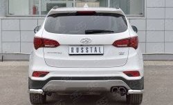 15 699 р. Защита заднего бампера (Ø63 мм уголки, нержавейка, Premium) SLITKOFF  Hyundai Santa Fe  DM (2015-2019) рестайлинг  с доставкой в г. Таганрог. Увеличить фотографию 1