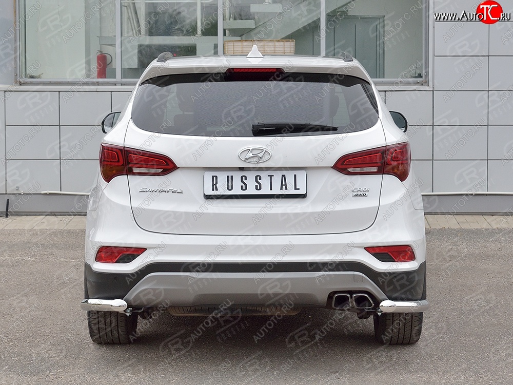 15 699 р. Защита заднего бампера (Ø63 мм уголки, нержавейка, Premium) SLITKOFF  Hyundai Santa Fe  DM (2015-2019) рестайлинг  с доставкой в г. Таганрог