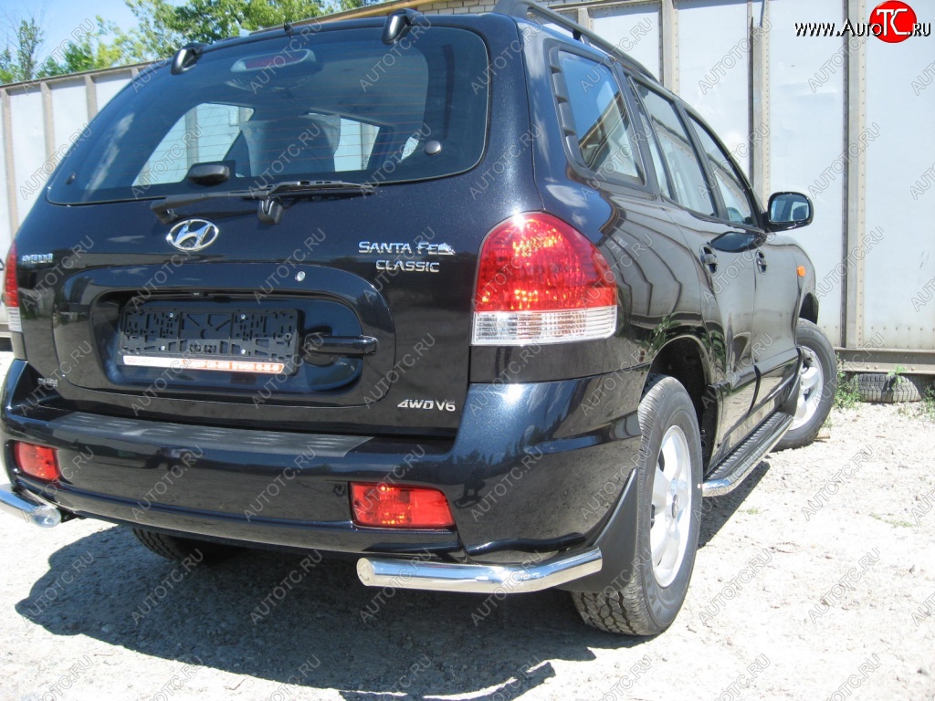 5 699 р. Защита заднего бампера из уголков d57 Slitkoff Hyundai Santa Fe SM (2000-2012) (Цвет: серебристый)  с доставкой в г. Таганрог