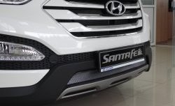 1 539 р. Сетка на бампер Russtal (хром)  Hyundai Santa Fe  DM (2012-2016) дорестайлинг  с доставкой в г. Таганрог. Увеличить фотографию 3