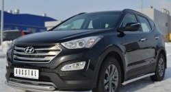 18 699 р. Защита переднего бампера (2 трубыØ63 мм, нержавейка) SLITKOFF  Hyundai Santa Fe  DM (2012-2016) дорестайлинг  с доставкой в г. Таганрог. Увеличить фотографию 4