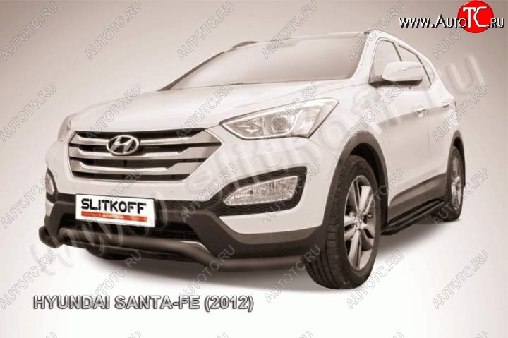 11 999 р. Защита переднего бампера из трубы d57 Slitkoff Hyundai Santa Fe DM дорестайлинг (2012-2016) (Цвет: серебристый)  с доставкой в г. Таганрог