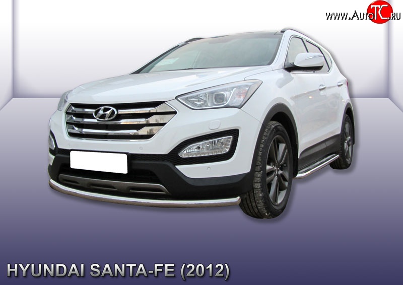 13 649 р. Одинарная защита переднего бампера из трубы диаметром 57 мм Slitkoff Hyundai Santa Fe DM дорестайлинг (2012-2016) (Нержавейка, Полированная)  с доставкой в г. Таганрог