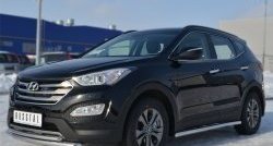 14 849 р. Защита порогов из круглой трубы диаметром 63 мм Russtal Hyundai Santa Fe DM дорестайлинг (2012-2016) (Защита порогов с со скосами на торцах (вариант 1))  с доставкой в г. Таганрог. Увеличить фотографию 9