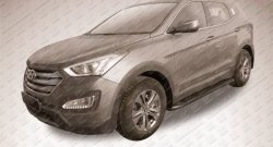 19 449 р. Алюминиевые пороги Slitkoff Optima Black  Hyundai Santa Fe  DM (2012-2016) дорестайлинг  с доставкой в г. Таганрог. Увеличить фотографию 2