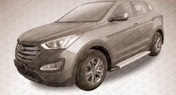 13 349 р. Алюминиевые пороги Slitkoff Optima Silver  Hyundai Santa Fe  DM (2012-2016) дорестайлинг  с доставкой в г. Таганрог. Увеличить фотографию 2