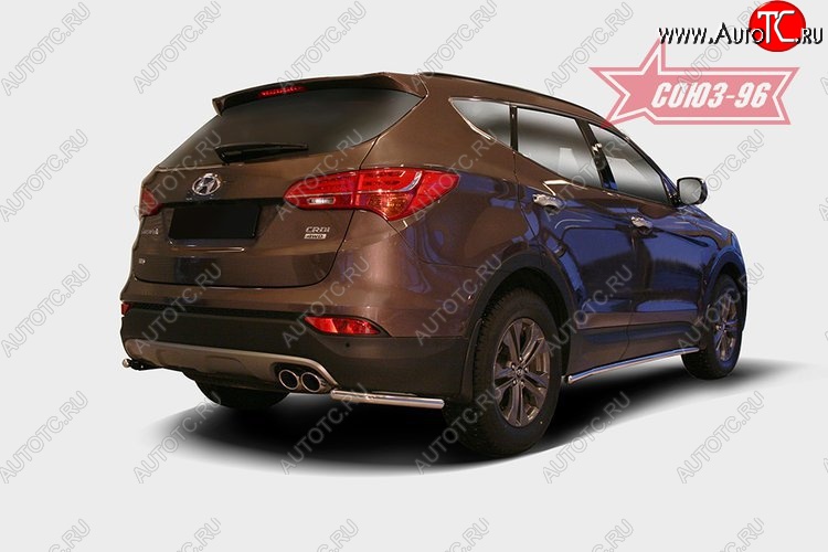 8 459 р. Защита заднего бампера из боковых уголков Souz-96 (d42) Hyundai Santa Fe DM дорестайлинг (2012-2016)  с доставкой в г. Таганрог