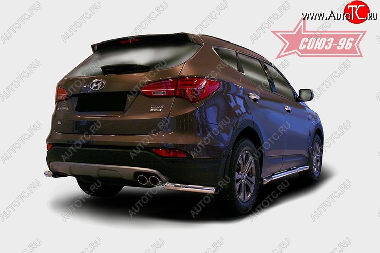 9 539 р. Защита заднего бампера из боковых уголков Souz-96 (d60) Hyundai Santa Fe DM дорестайлинг (2012-2016)  с доставкой в г. Таганрог