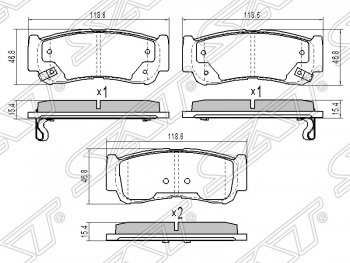929 р. Колодки тормозные SAT (задние)  Hyundai Santa Fe  CM (2006-2012) дорестайлинг, рестайлинг  с доставкой в г. Таганрог. Увеличить фотографию 1