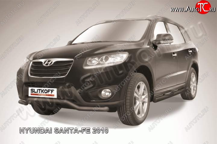 9 399 р. Защита переднего бампера из трубы d57 Slitkoff (волна)  Hyundai Santa Fe  CM (2009-2012) рестайлинг (Цвет: серебристый)  с доставкой в г. Таганрог