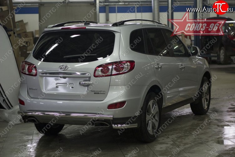 11 744 р. Защита заднего бампера рестайлинг Souz-96 (d60) Hyundai Santa Fe CM рестайлинг (2009-2012)  с доставкой в г. Таганрог