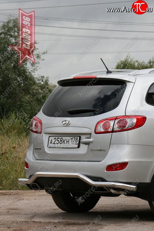 11 159 р. Защита заднего бампера Souz-96 (d60) Hyundai Santa Fe CM рестайлинг (2009-2012)  с доставкой в г. Таганрог