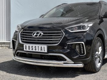 20 649 р. Защита переднего бампера (2 трубыØ42 мм, нержавейка) SLITKOFF  Hyundai Grand Santa Fe  1 DM (2016-2018) рестайлинг  с доставкой в г. Таганрог. Увеличить фотографию 2