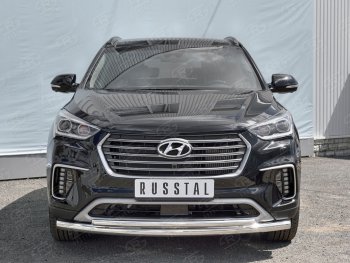 20 649 р. Защита переднего бампера (2 трубыØ42 мм, нержавейка) SLITKOFF  Hyundai Grand Santa Fe  1 DM (2016-2018) рестайлинг  с доставкой в г. Таганрог. Увеличить фотографию 3