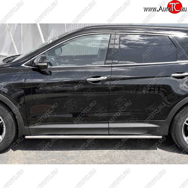 17 999 р. Защита порогов из круглой трубы диаметром 42 мм SLITKOFF v1  Hyundai Grand Santa Fe  1 DM (2016-2018) рестайлинг  с доставкой в г. Таганрог