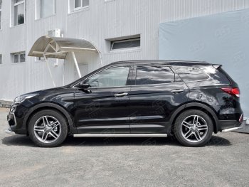 20 849 р. Защита порогов из круглой трубы диаметром 63 мм SLITKOFF  Hyundai Grand Santa Fe  1 DM (2016-2018) рестайлинг  с доставкой в г. Таганрог. Увеличить фотографию 2