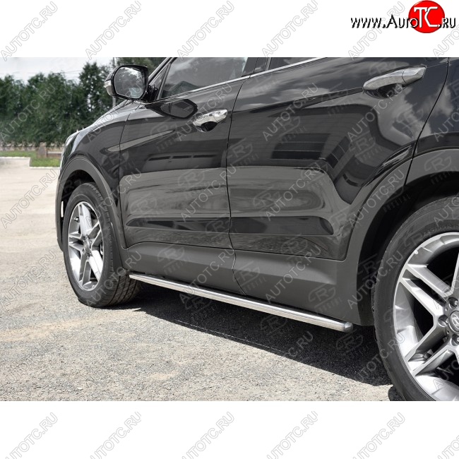 17 999 р. Защита порогов из круглой трубы диаметром 42 мм SLITKOFF v3  Hyundai Grand Santa Fe  1 DM (2016-2018) рестайлинг  с доставкой в г. Таганрог