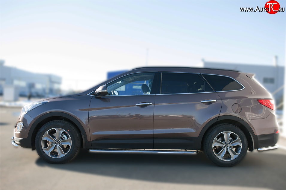 26 999 р. Широкая защита порогов SLITKOFF  Hyundai Grand Santa Fe  1 DM (2013-2016) дорестайлинг  с доставкой в г. Таганрог