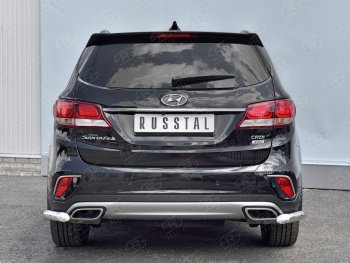 15 999 р. Защита заднего бампера (Ø63 мм уголки, нержавейка) SLITKOFF  Hyundai Grand Santa Fe  1 DM (2016-2018) рестайлинг  с доставкой в г. Таганрог. Увеличить фотографию 1