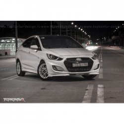 2 899 р. Накладка на передний бампер TopKontur Design v2 Hyundai Solaris RBr хэтчбэк дорестайлинг (2010-2014) (Неокрашенная)  с доставкой в г. Таганрог. Увеличить фотографию 12