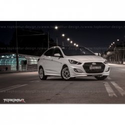 2 899 р. Накладка на передний бампер TopKontur Design v2 Hyundai Solaris RBr хэтчбэк дорестайлинг (2010-2014) (Неокрашенная)  с доставкой в г. Таганрог. Увеличить фотографию 13