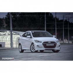 2 899 р. Накладка на передний бампер TopKontur Design v2 Hyundai Solaris RBr хэтчбэк дорестайлинг (2010-2014) (Неокрашенная)  с доставкой в г. Таганрог. Увеличить фотографию 15