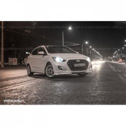 2 899 р. Накладка на передний бампер TopKontur Design v2 Hyundai Solaris RBr хэтчбэк дорестайлинг (2010-2014) (Неокрашенная)  с доставкой в г. Таганрог. Увеличить фотографию 6