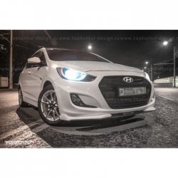 2 899 р. Накладка на передний бампер TopKontur Design v2 Hyundai Solaris RBr хэтчбэк дорестайлинг (2010-2014) (Неокрашенная)  с доставкой в г. Таганрог. Увеличить фотографию 8