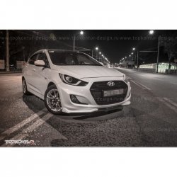 2 899 р. Накладка на передний бампер TopKontur Design v2 Hyundai Solaris RBr хэтчбэк дорестайлинг (2010-2014) (Неокрашенная)  с доставкой в г. Таганрог. Увеличить фотографию 9