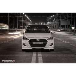 2 899 р. Накладка на передний бампер TopKontur Design v2 Hyundai Solaris RBr хэтчбэк дорестайлинг (2010-2014) (Неокрашенная)  с доставкой в г. Таганрог. Увеличить фотографию 11