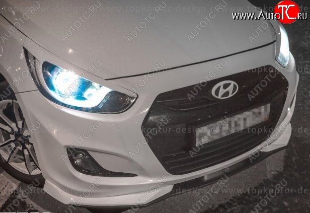 2 899 р. Накладка на передний бампер TopKontur Design v2 Hyundai Solaris RBr хэтчбэк дорестайлинг (2010-2014) (Неокрашенная)  с доставкой в г. Таганрог