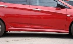 4 749 р. Пороги накладки Sport v2  Hyundai Solaris  RBr (2010-2017), KIA Rio  3 QB (2011-2017) (Неокрашенные)  с доставкой в г. Таганрог. Увеличить фотографию 2