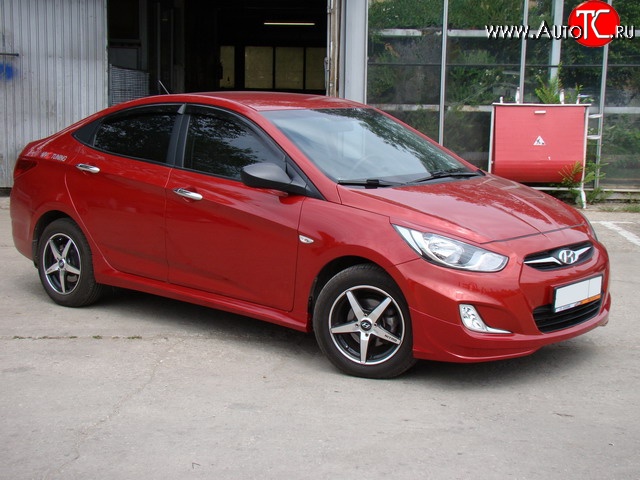 4 749 р. Пороги накладки Sport v2  Hyundai Solaris  RBr (2010-2017), KIA Rio  3 QB (2011-2017) (Неокрашенные)  с доставкой в г. Таганрог