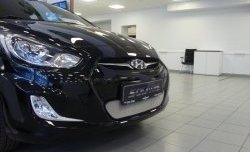 1 539 р. Сетка на бампер Russtal (хром)  Hyundai Solaris  RBr (2010-2014) седан дорестайлинг, хэтчбэк дорестайлинг  с доставкой в г. Таганрог. Увеличить фотографию 5