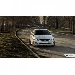 4 499 р. Накладка на передний бампер TopKontur Design Hyundai Solaris RBr седан рестайлинг (2014-2017) (Глянец под окраску, Неокрашенная)  с доставкой в г. Таганрог. Увеличить фотографию 6