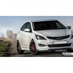 4 499 р. Накладка на передний бампер TopKontur Design Hyundai Solaris RBr седан рестайлинг (2014-2017) (Глянец под окраску, Неокрашенная)  с доставкой в г. Таганрог. Увеличить фотографию 7