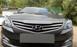 2 099 р. Сетка на бампер Russtal (черная) Hyundai Solaris RBr седан рестайлинг (2014-2017)  с доставкой в г. Таганрог. Увеличить фотографию 5