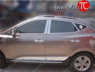 3 749 р. Накладки на верхнюю часть по периметру окон боковых дверей СТ Hyundai Tucson LM (2010-2017) (Неокрашенные)  с доставкой в г. Таганрог