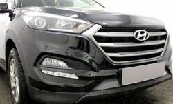 Защитная сетка на бампер Russtal (хром) Hyundai Tucson TL дорестайлинг (2015-2018)