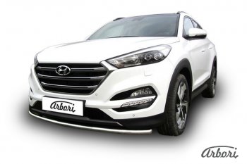 11 789 р. Защита переднего бампера Arbori (нержавейка, 1 труба d42 mm). Hyundai Tucson TL дорестайлинг (2015-2018)  с доставкой в г. Таганрог. Увеличить фотографию 2