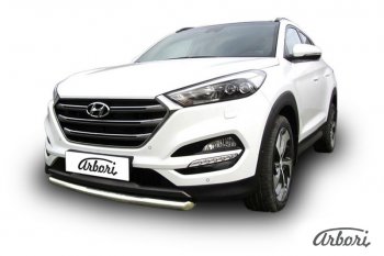 14 291 р. Защита переднего бампера Arbori (нержавейка, 1 труба d57 mm). Hyundai Tucson TL дорестайлинг (2015-2018)  с доставкой в г. Таганрог. Увеличить фотографию 2